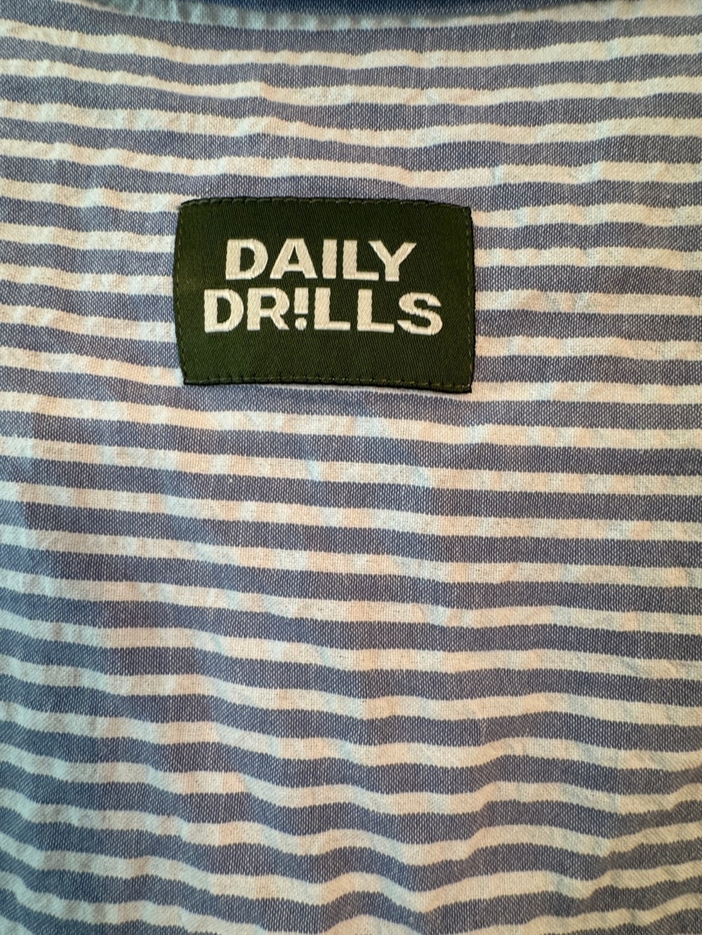 Daily Drills XS/S Blue White Stripe Seersucker Oversized Button Down Shirt Top
